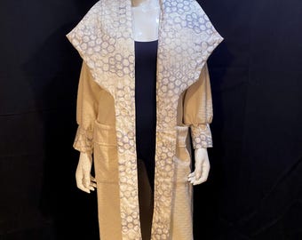 Textured Cream Maxi Cardigan |  Balloon Sleeve, Long Duster, Jacket, Oversize