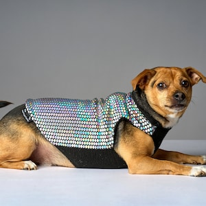 Holographic Disco Dog Sweater Dog Coat, Dog Jacket, Dog Jumper, Dog Fleece, Dog Clothes, Rave, Festival image 4