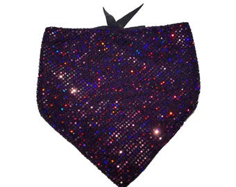 Purple Holographic Sequin Bandana, Scarf | Sparkly, Rave, Festival, Disco, Party, Small and Large Breeds