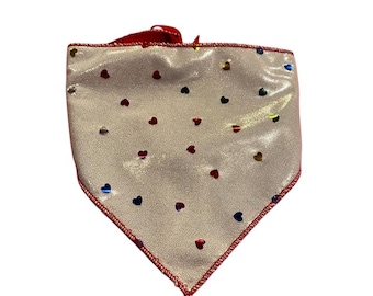 Puppy Love Bandana, Scarf | Metallic Hearts, Valentine's Day, Small Breed and Large Breed