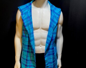 【BAON】[unisex] Loved Summer Check Hooded Vest Buffalo Plaid Vest