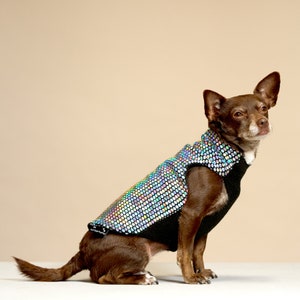 Holographic Disco Dog Sweater Dog Coat, Dog Jacket, Dog Jumper, Dog Fleece, Dog Clothes, Rave, Festival image 3