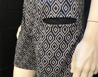 Blue, Black and White Diamond Shorts | Elastic Waistband, Drawstring, Festival, Rave, Burning Man