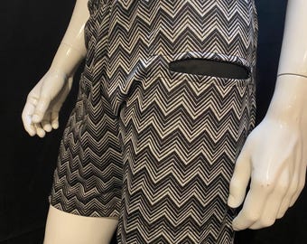 Black and Gray Zig Zag Shorts | Elastic Waistband, Drawstring, Festival, Rave, Burning Man