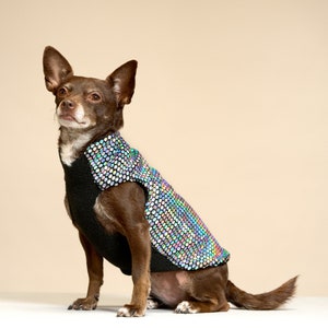 Holographic Disco Dog Sweater Dog Coat, Dog Jacket, Dog Jumper, Dog Fleece, Dog Clothes, Rave, Festival image 2