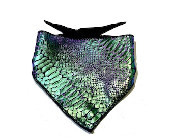 Dragon Siren Dog Bandana, Scarf | Snakeskin, Metallic Foil Velvet, Small and Large Breeds