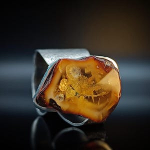 Amazing handmade silver ring with beautiful natural Baltic amber by Balteria