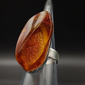Amazing handmade silver ring with beautiful natural Baltic amber by Balteria