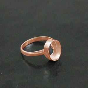 925 Sterling silver Rose gold plated oval stone setting bezel blank ring - Cup ring, Blank ring setting