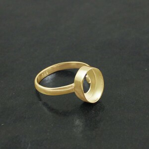 925 Sterling silver gold plated oval stone setting bezel blank ring - Cup ring, Blank ring setting