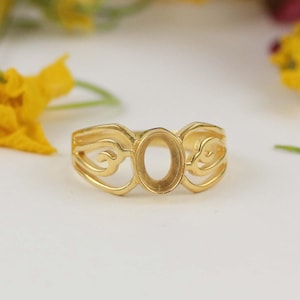 Brass designer ring Cup collet 7x5 mm oval gemstone bezel cup for ring making designer metal casting for ring setting