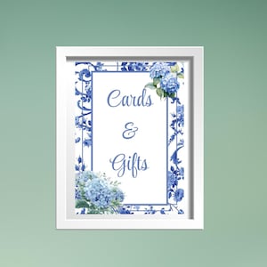 Blue Hydrangea Table Sign Template: Bridal Shower Decor (Digital Download)
