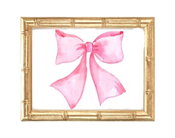 Impressão em aquarela de laço rosa: arte de parede divertida para berçário (download digital)