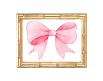 Impressão artística de laço rosa: decoração divertida para berçário (download digital)