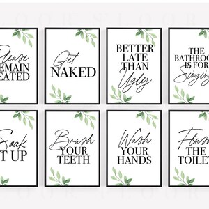 24 Funny Bathroom Printable Posters Minimal Quote Bathroom Wall Decor ...