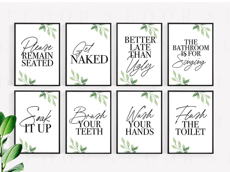 24 Funny Bathroom Printable Posters Minimal Quote Bathroom Wall Decor ...