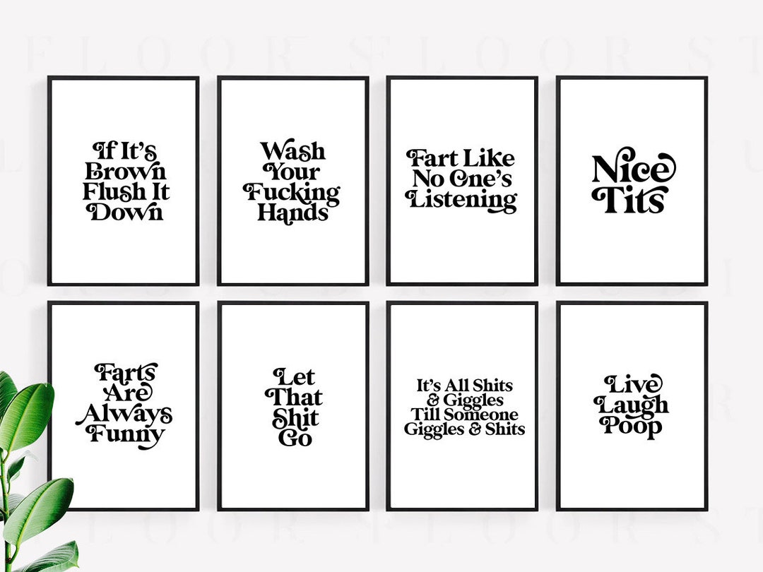 24 Funny Bathroom Printable Posters Minimal Quote Bathroom Wall Decor ...