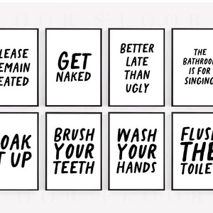 24 Funny Bathroom Printable Posters Minimal Quote Bathroom Wall Decor ...