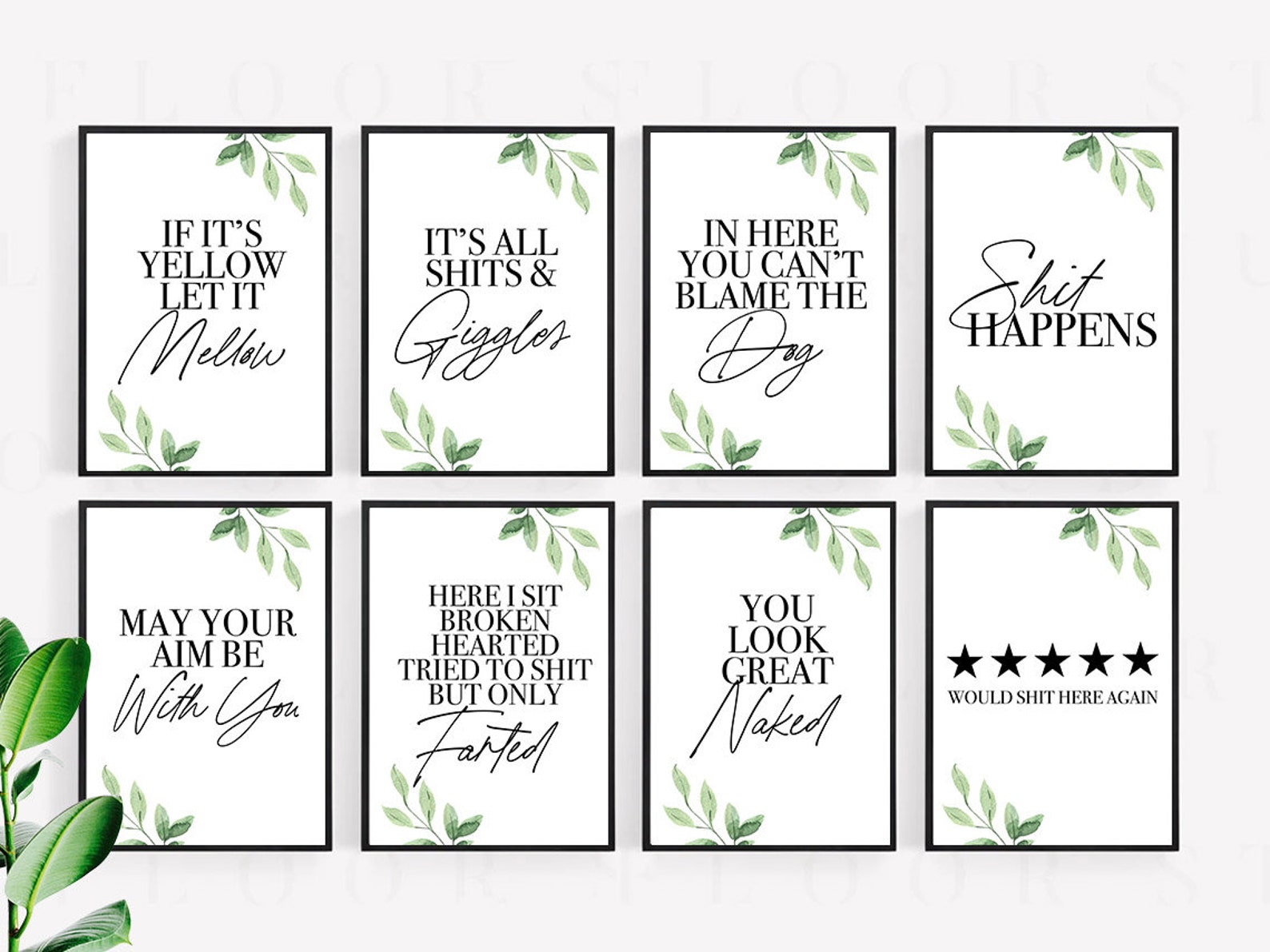 24 Funny Bathroom Printable Posters Minimal Quote Bathroom Wall Decor ...
