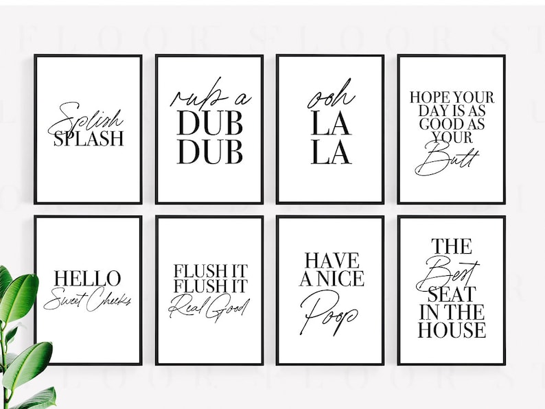 24 Funny Bathroom Printable Posters Minimal Quote Bathroom Wall Decor ...