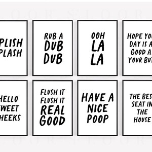 24 Funny Bathroom Printable Posters Minimal Quote Bathroom Wall Decor ...