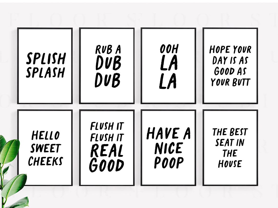 24 Funny Bathroom Printable Posters Minimal Quote Bathroom Wall Decor ...