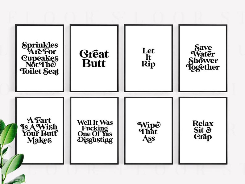 24 Funny Bathroom Printable Posters Minimal Quote Bathroom Wall Decor ...