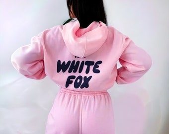 Chándal con capucha de White Fox, ropa informal para el día, sudadera con capucha de ocio, pantalones de chándal fuera del escenario, ropa de salón, sudadera con capucha de gran tamaño, White Fox Merch