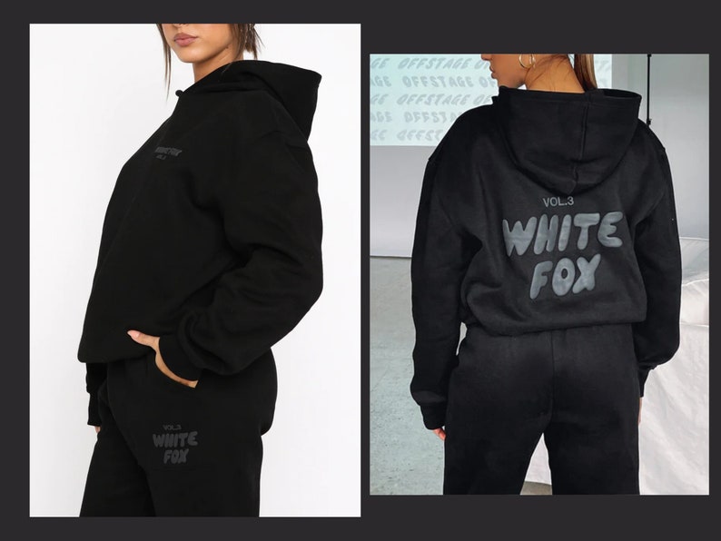 Chándal con capucha de White Fox, ropa informal para el día, sudadera con capucha de ocio, pantalones de chándal fuera del escenario, ropa de salón, sudadera con capucha de gran tamaño, White Fox Merch imagen 6