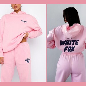 Chándal con capucha de White Fox, ropa informal para el día, sudadera con capucha de ocio, pantalones de chándal fuera del escenario, ropa de salón, sudadera con capucha de gran tamaño, White Fox Merch imagen 3