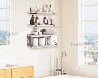 Handmade 3+1 Tier Wooden Bathroom Shelves | Wall Shelves | Hanging Shelves | Floating Shelves | Custom Shelves | Bathroom Storage