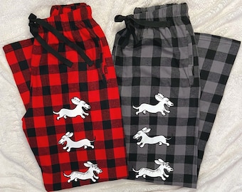 Dachshund Trio Unisex Flannel Pajama Pants