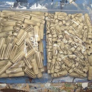 ONE BAG - Your Choice Carved Bone Beads Barrel Shape