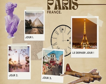 Vintage brown travel postcard to Paris