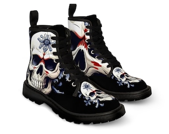 Boots Tête de mort Florale homme noire