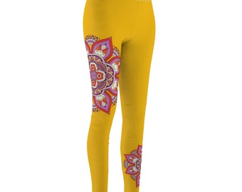 Legging sport détente Yoga mandala jaune