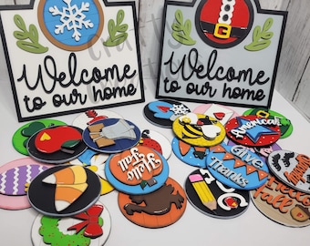 Interchangeable Welcome Home Sign with One Set of Seasonal Inserts