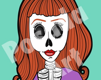 Skeleton Lady Day Of The Dead Printable Wall Art