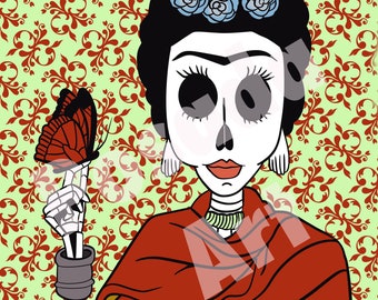 Frida Kahlo Day Of The Dead Digital Portrait Art