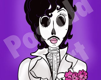 Prince Day Of The Dead Portrait Digital Wall Art