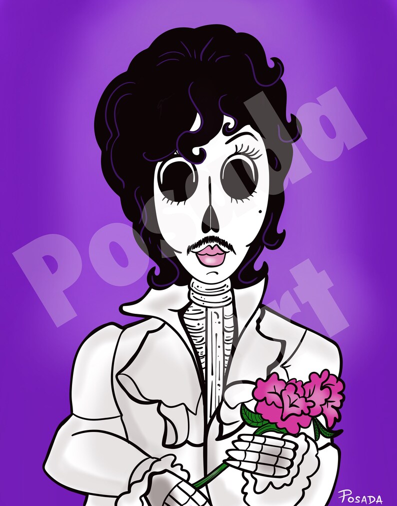 Prince Day Of The Dead Portrait Digital Wall Art image 1