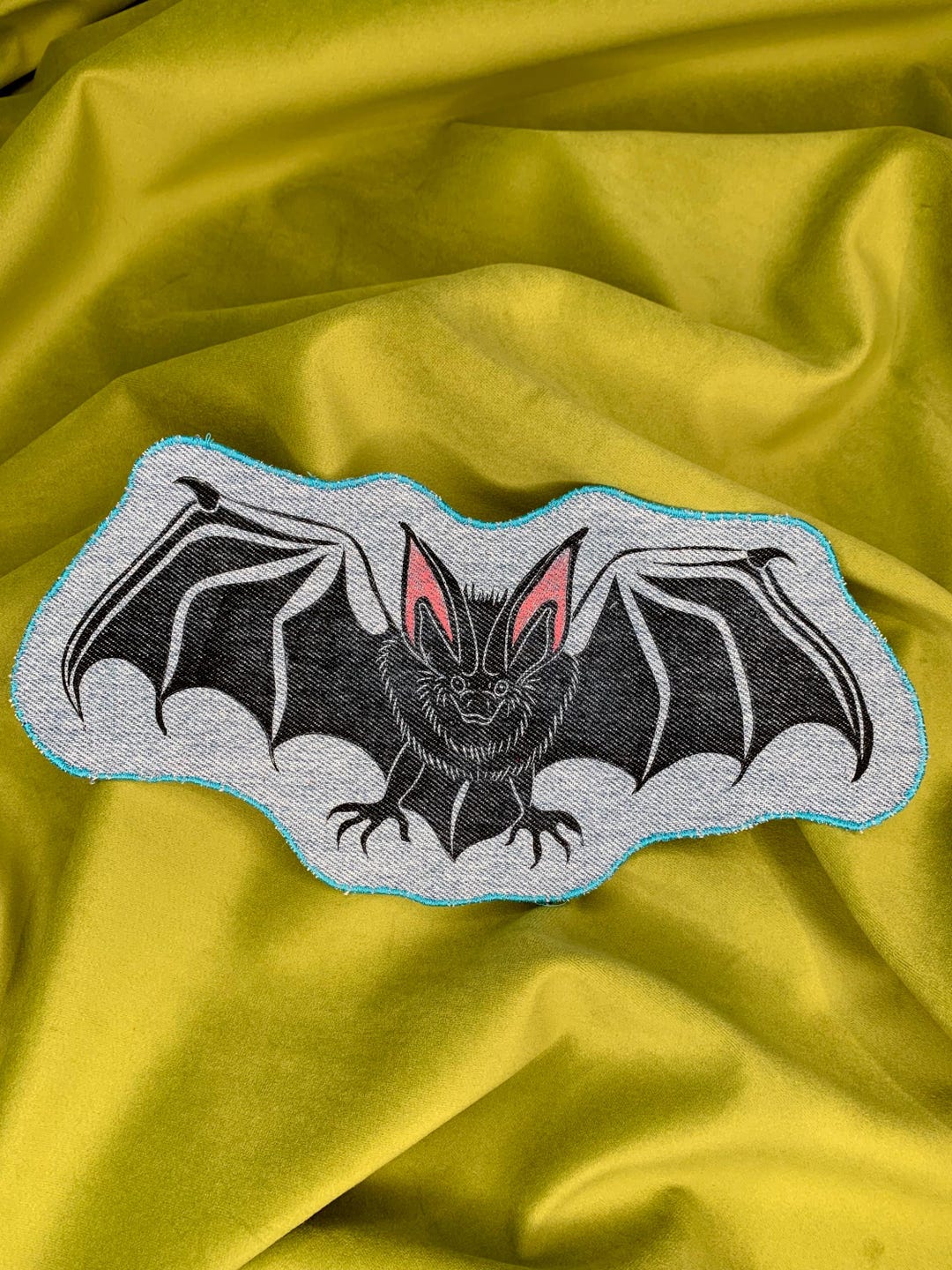 Textile Sticker Bat Che Bat Hand Printed Denim Patch - Etsy