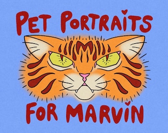 Ritratti personalizzati di animali domestici per la clinica veterinaria di Marvin.