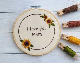 DIY Mother's Day Embroidery Kit - Choose between 'Mum' or 'Mom' for your design
