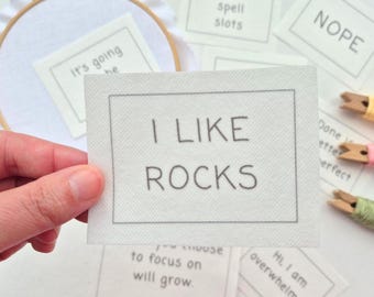 I like rocks stick and stitch embroidery design, small patch,