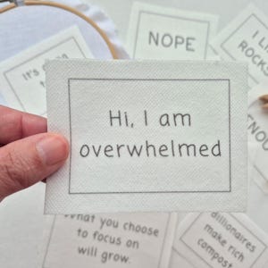 Hi I'm overwhelmed stick and stitch embroidery design, small patch,