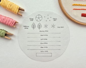 Stitch Sampler Embroidery Stick & Stitch Transfer, Hand-drawn Original Designs!