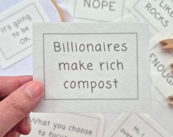 Billionaires make rich compost stick and stitch embroidery design, small patch,