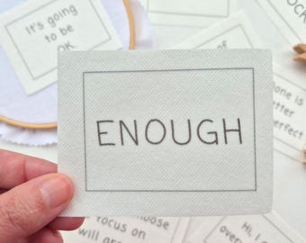 ENOUGH stick and stitch embroidery design, small patch,