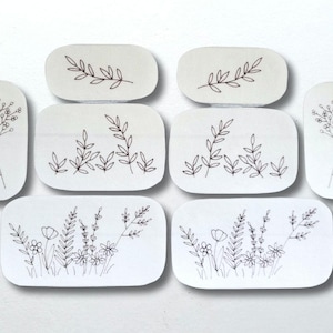Lot de patchs de fleurs sauvages, autocollants de transfert de broderie, patchs de broderie solubles dans l&#39;eau pour vêtements, motifs de broderie faciles